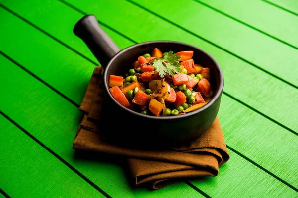 Zanahoria Guisantes Verdes Sabzi Gajar Mutter Sabji —  Fotos de Stock