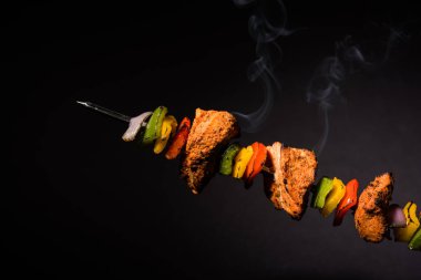 Hariyali kakab tavuk mu ile hizmet Malai Kebap şişleri ve yoğurt dip bir tabak içinde. seçici odak
