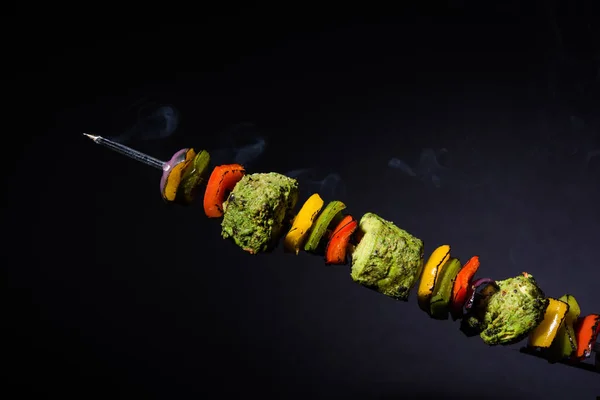 Kyckling Hariyali Kakab Eller Malai Kebab Serveras Med Spett Och — Stockfoto