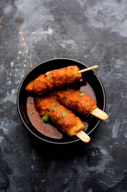 Soya Chaap köri bir kasede servis. Tarifi sağlıklı popüler Hindistan ve Pakistan