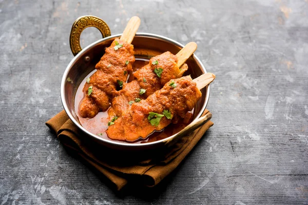 Szója Chaap Curry Szolgált Egy Tál Egészséges Recept Népszerű Indiában — Stock Fotó