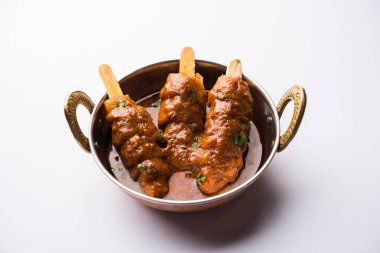 Soya Chaap köri bir kasede servis. Tarifi sağlıklı popüler Hindistan ve Pakistan