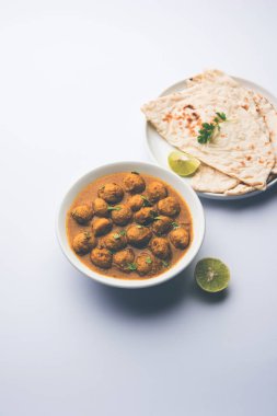 Masala Soya Chunk Curry made using Soyabean nuggets and spices - protein rich food from India