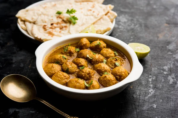 Masala Szója Chunk Curry Felhasználásával Soyabean Rögök Fűszerek Fehérje Gazdag — Stock Fotó