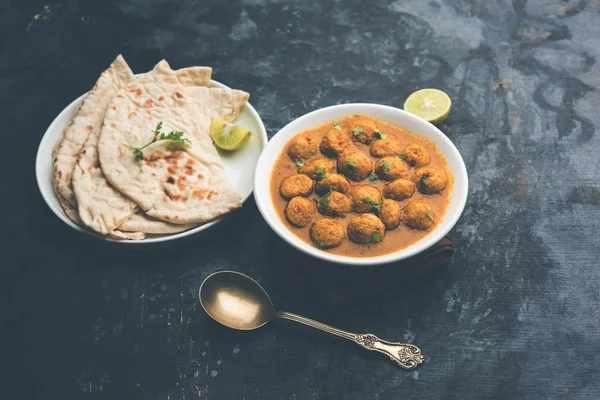 Masala Soya Chunk Curry Feito Com Nuggets Soja Especiarias Alimentos — Fotografia de Stock