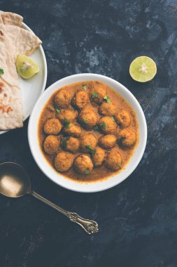 Masala Soya Chunk Curry made using Soyabean nuggets and spices - protein rich food from India