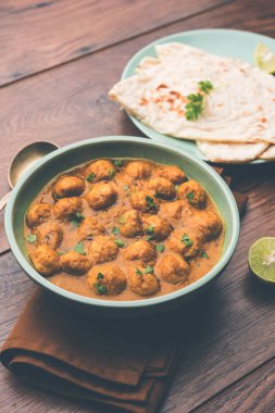Masala Soya Chunk Curry made using Soyabean nuggets and spices - protein rich food from India