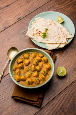 Masala Soya Chunk Curry made using Soyabean nuggets and spices - protein rich food from India