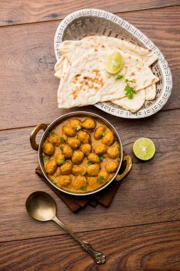 Masala Soya Chunk Curry made using Soyabean nuggets and spices - protein rich food from India