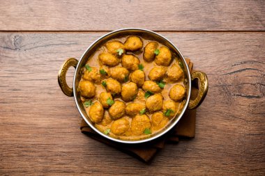 Masala Soya Chunk Curry made using Soyabean nuggets and spices - protein rich food from India