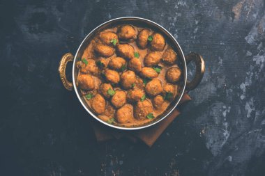 Masala Soya Chunk Curry made using Soyabean nuggets and spices - protein rich food from India