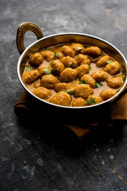 Masala Soya Chunk Curry made using Soyabean nuggets and spices - protein rich food from India