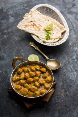 Masala Soya Chunk Curry made using Soyabean nuggets and spices - protein rich food from India