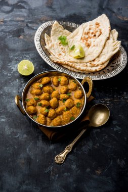 Masala Soya Chunk Curry made using Soyabean nuggets and spices - protein rich food from India