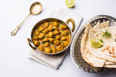 Masala Soya Chunk Curry made using Soyabean nuggets and spices - protein rich food from India