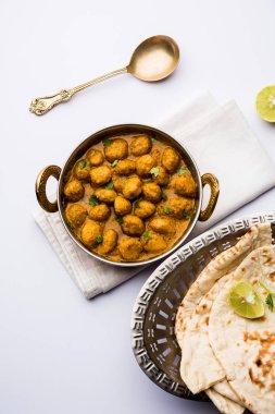 Masala Soya Chunk Curry made using Soyabean nuggets and spices - protein rich food from India