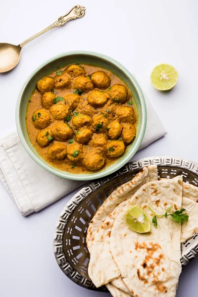 Masala Soya Chunk Curry made using Soyabean nuggets and spices - protein rich food from India