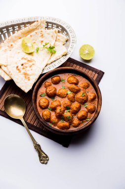 Masala Soya Chunk Curry made using Soyabean nuggets and spices - protein rich food from India