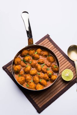 Masala Soya Chunk Curry made using Soyabean nuggets and spices - protein rich food from India