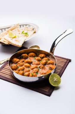 Masala Soya Chunk Curry made using Soyabean nuggets and spices - protein rich food from India