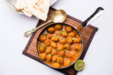 Masala Soya Chunk Curry made using Soyabean nuggets and spices - protein rich food from India