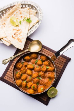 Masala Soya Chunk Curry made using Soyabean nuggets and spices - protein rich food from India