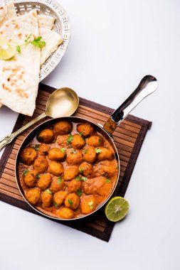 Masala Soya Chunk Curry made using Soyabean nuggets and spices - protein rich food from India