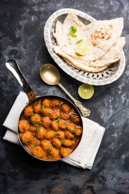 Masala Soya Chunk Curry made using Soyabean nuggets and spices - protein rich food from India