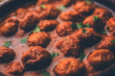 Masala Soya Chunk Curry made using Soyabean nuggets and spices - protein rich food from India