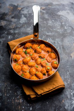 Masala Soya Chunk Curry made using Soyabean nuggets and spices - protein rich food from India