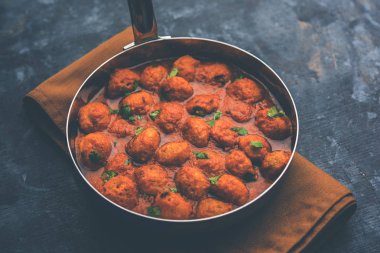 Masala Soya Chunk Curry made using Soyabean nuggets and spices - protein rich food from India