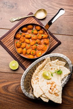 Masala Soya Chunk Curry made using Soyabean nuggets and spices - protein rich food from India