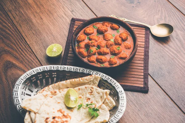 Masala Soya Chunk Curry Feito Com Nuggets Soja Especiarias Alimentos — Fotografia de Stock