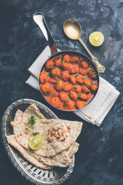 Masala Soya Chunk Curry made using Soyabean nuggets and spices - protein rich food from India