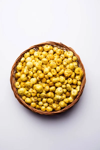 Roasted Phool Makhana Crispy Lotus Pops Seed Served Bowl Selective — Stock Photo, Image