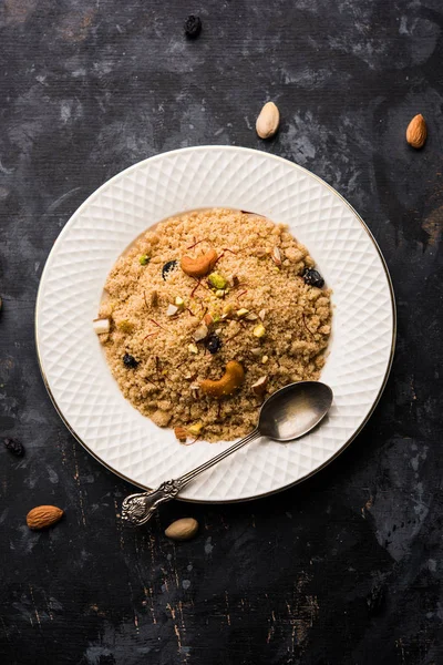 Sweet Sheera Halwa Sooji Made Using Semolina Rawa Popular Dessert — Stock Photo, Image