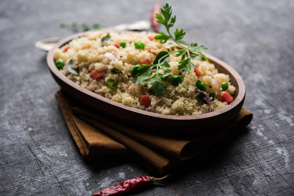 Rava Upma Uppuma Micul Dejun Indian Sud Servit Într Castron — Fotografie, imagine de stoc