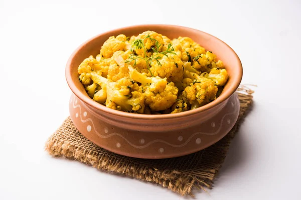 Dry Gobi Masala Cauliflower Sabzi Served Bowl Selective Focus — Stock Photo, Image