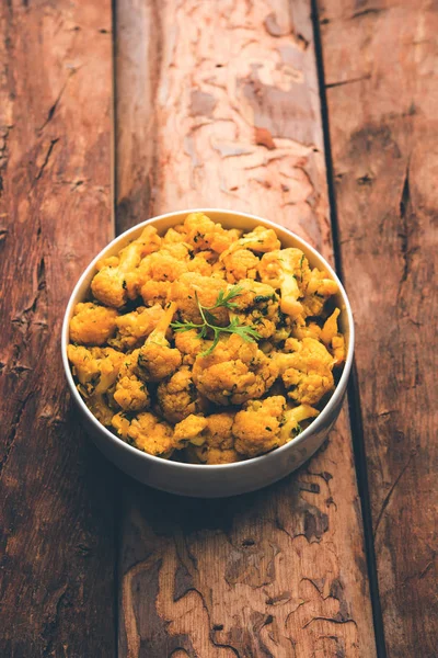 Dry Gobi Masala Cauliflower Sabzi Served Bowl Selective Focus — Stock Photo, Image