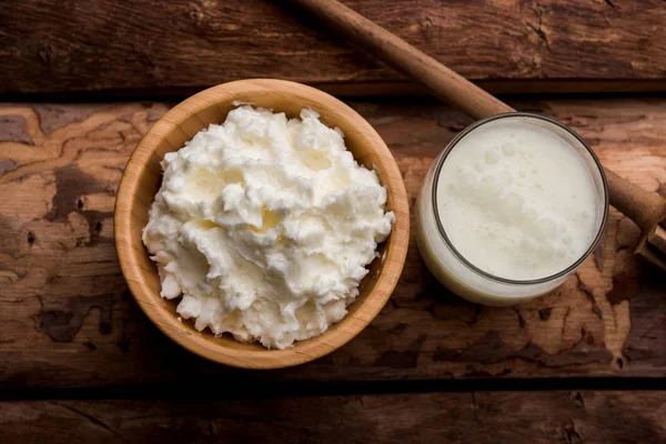 Manteiga Branca Caseira Makhan Makkhan Hindi Servida Uma Tigela Foco — Fotografia de Stock