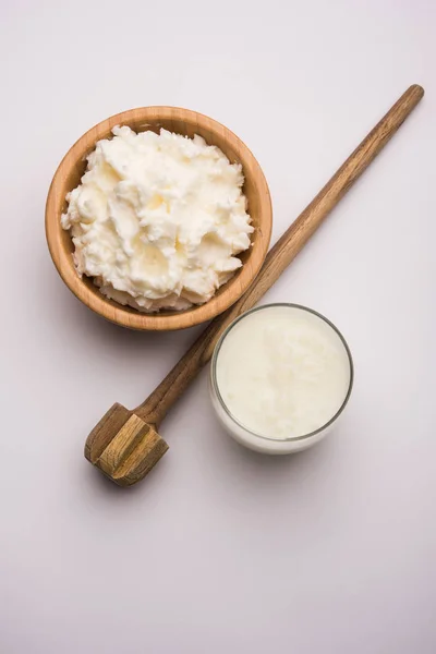 Hausgemachte Weiße Butter Oder Makhan Makkhan Hindi Serviert Einer Schüssel — Stockfoto