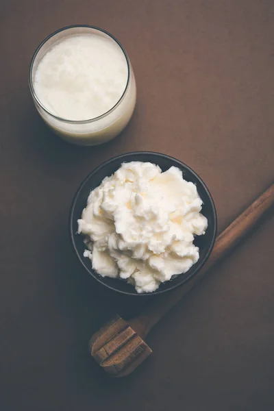 Hausgemachte Weiße Butter Oder Makhan Makkhan Hindi Serviert Einer Schüssel — Stockfoto