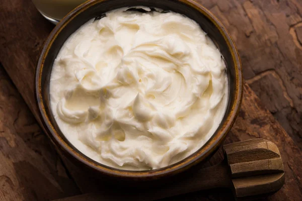 Homemade White Butter Makhan Makkhan Hindi Served Bowl Selective Focus — Stock Photo, Image