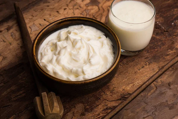 Homemade White Butter Makhan Makkhan Hindi Served Bowl Selective Focus — Stock Photo, Image