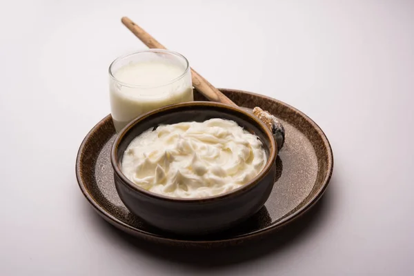 Homemade White Butter Makhan Makkhan Hindi Served Bowl Selective Focus — Stock Photo, Image