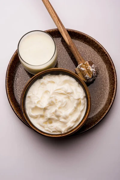 Hausgemachte Weiße Butter Oder Makhan Makkhan Hindi Serviert Einer Schüssel — Stockfoto