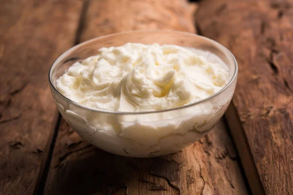 Homemade White Butter Makhan Makkhan Hindi Served Bowl Selective Focus — Stock Photo, Image