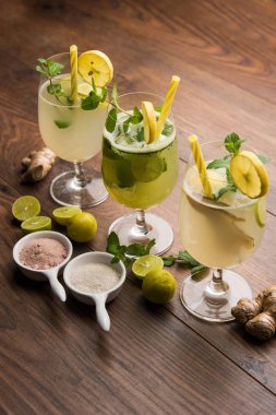 Shikanji, Punjab/India 'dan kaynaklanan bir limonata. Shikanjvi veya nimbu Pani veya şerbet olarak da bilinir. popüler yaz soğuk içecek