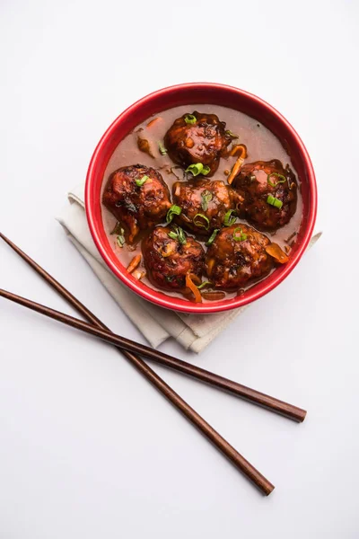 肉汁付き野菜や鶏肉満州 人気インド中華料理 — ストック写真