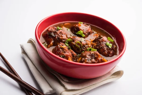 Veg Eller Kyckling Manchurian Med Sås Populär Indo Kinesisk Mat — Stockfoto
